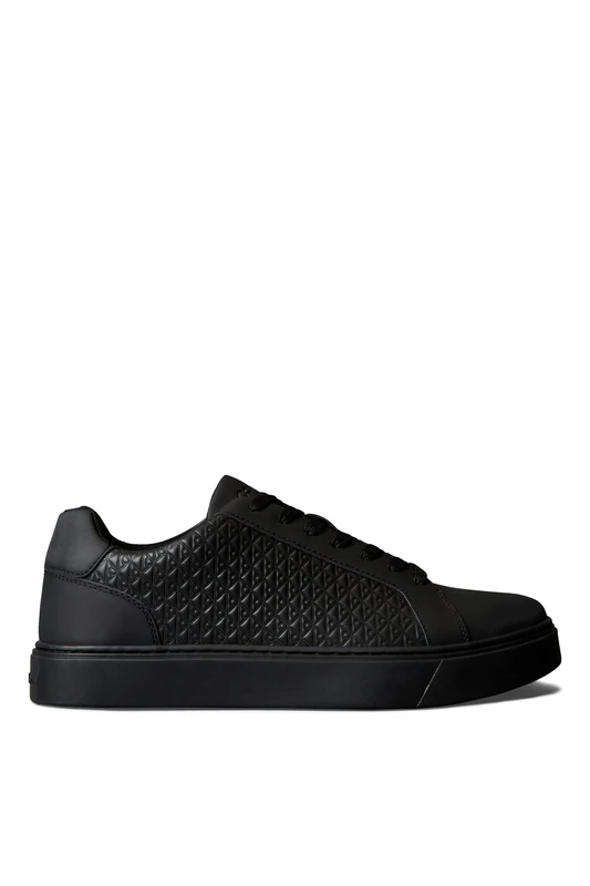 Calvin Klein Men Classic Cupsole Laceup AOP YM0YM01431 Low Top, Black (Triple Black), 11