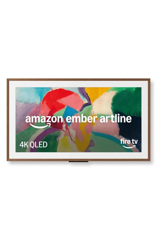 Amazon Ember Artline 65" with Fire TV (newest gen), 4K Ultra HD QLED smart TV and art display, customised frames, HDR10+, hands-free with Alexa - Walnut