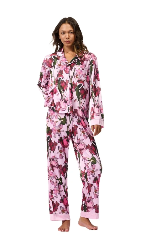 Ted Baker women's Isla full sleeve satin floral traditional pijama