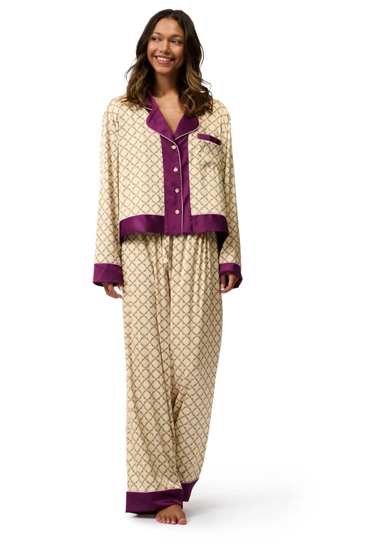 Ted Baker women's Dahlia full sleeve satin monogram print traditional pijama - Image 1