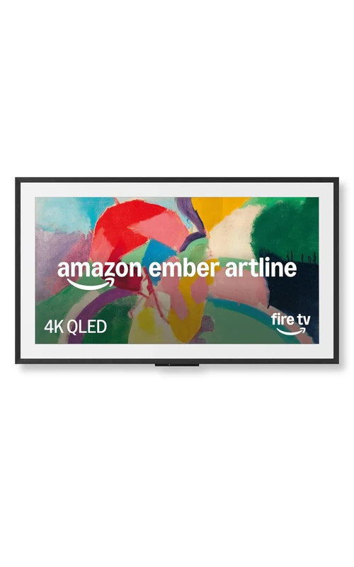 Amazon Ember Artline 65" with Fire TV (newest gen), 4K Ultra HD QLED smart TV and art display, customised frames, HDR10+, hands-free with Alexa - Black Oak
