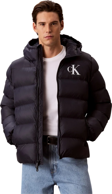 Calvin Klein Men Ls Ltwt Nylon Padded Hooded Puff LV04RG513G Jackets, BLUE (Dark Sapphire), XXS - Image 1