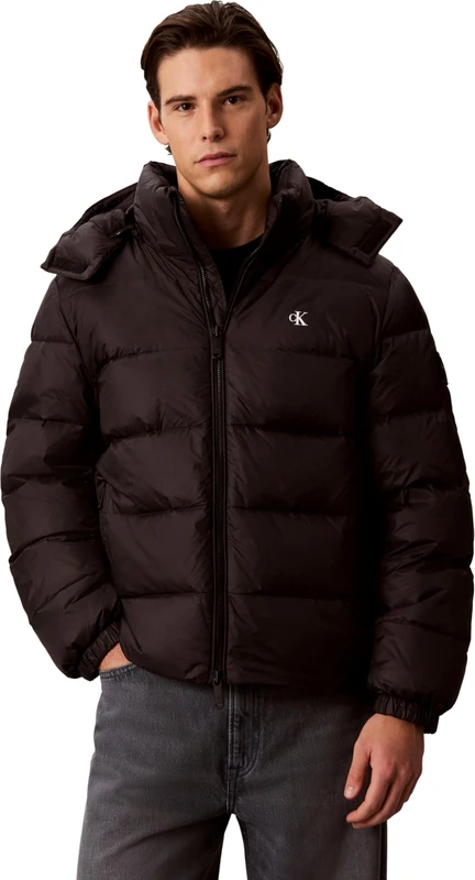 Calvin Klein Men Ls Nylon Zip Off Hood Down Puffe LV04RG515G Jackets, BLACK (Black 050000), S