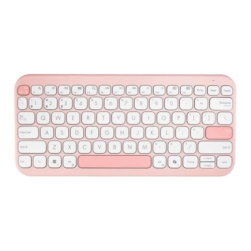 ASUS Marshmallow Keyboard KW100 | Wireless | Mechanical | 2.4GHz | Bluetooth 5.0 | Scissor Keys with 1.6 mm Hub | Compact and Ultra Thin | Ergonomic | Low Noise with Less than 50 dB | Rose Clay