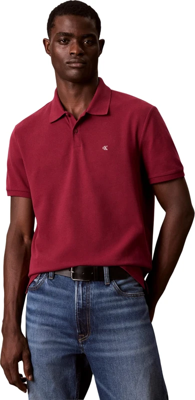 Calvin Klein Men Ss Monogram Pique Polo Lv040Em269 Polos, RED (Rhododendron), M