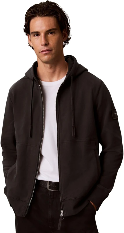 Calvin Klein Men Ls Eu 350Terry Badge Fz Hoodie LV04RJ202G Sweatshirts, GREY (Pirate Black), XXL