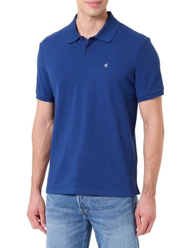 Calvin Klein Men Ss Monogram Pique Polo Lv040Em269 Polos, Blue (Estate Blue), L