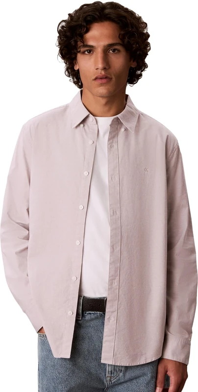 Calvin Klein Men Ls Solid Oxford Classic Shirt Lv140Em125 Other Shirts, Grey (Dusted Fox), M