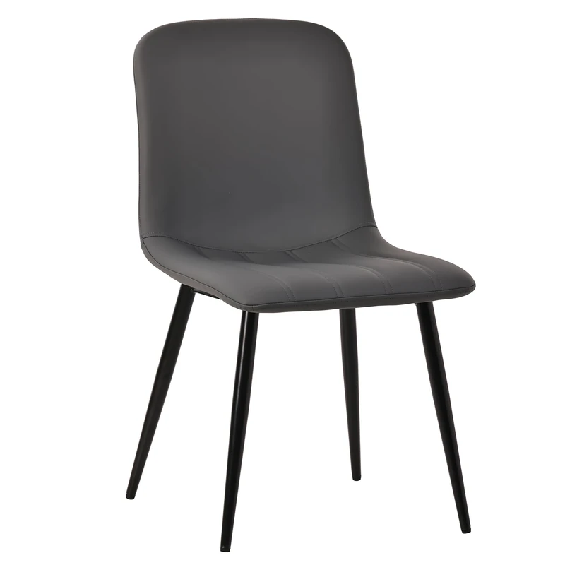 Farini Dining Chairs Set of 2 with Faux Leather and Metal Legs, Set for Dining Room & Kitchen, Mid Century Modern Table Chairs, Light Grey