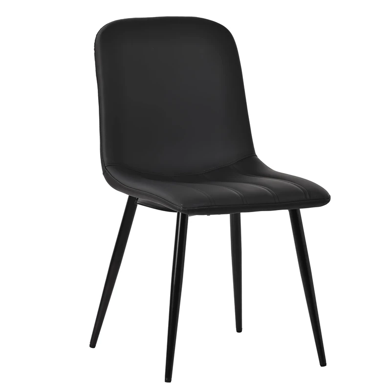 Farini Dining Chairs Set of 2 with Faux Leather and Metal Legs, Set for Dining Room & Kitchen, Mid Century Modern Table Chairs, Black