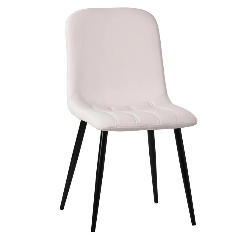 Farini Dining Chairs Set of 2 with Faux Leather and Metal Legs, Set for Dining Room & Kitchen, Mid Century Modern Table Chairs, Beige