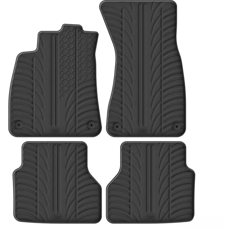 Gledring Set of Rubber Mats Compatible with Audi A6 (C9) Saloon/Avant (TFSi/MHEV) 2025 Onwards (T Profile 4 Pieces + Mounting Clips)
