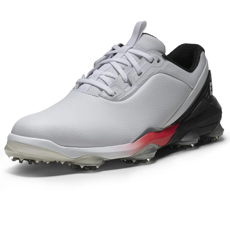 FootJoy Men's Tour Alpha Golf Shoe, White/Black/Red, 9.5 UK Medium