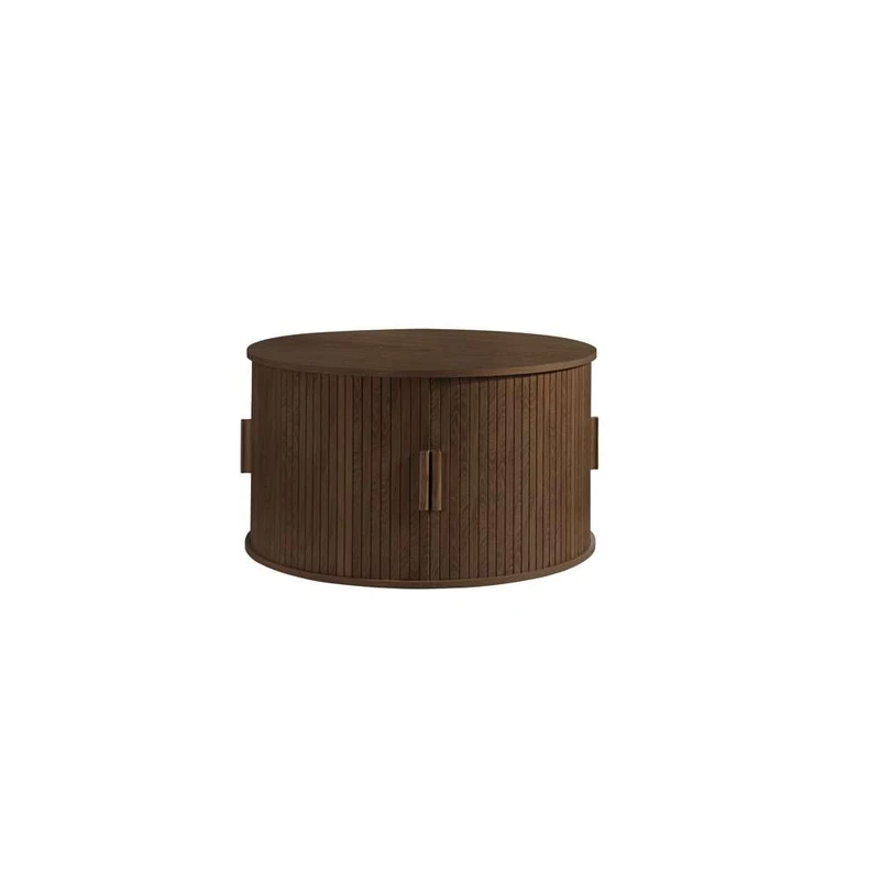 Birlea Axel Walnut Round Fluted Coffee Table With Storage