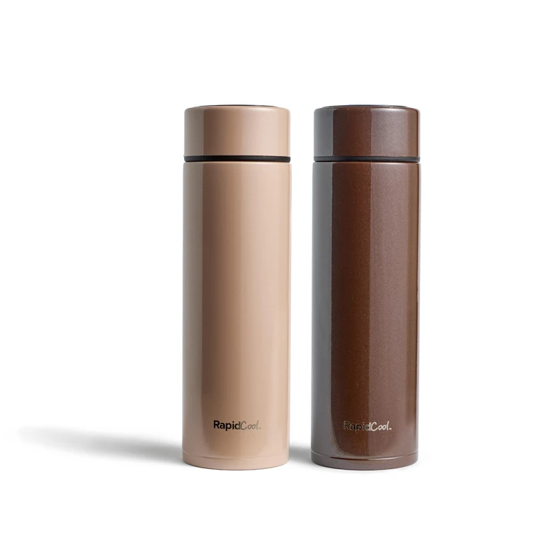 Nuby RapidCool Portable Baby Bottle Maker Duo Pack - Baby Formula Feed in 2 Minutes | Ideal for Travel Bottles and Night Feeds | Pack of 2 (Brown)