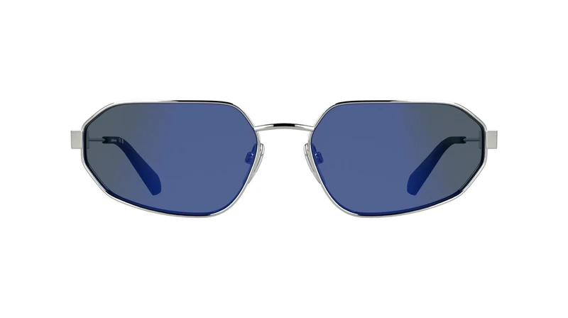 Calvin Klein Jeans Unisex Adult Sunglasses CKJ26200S - Silver with Solid Blue - Light Blue Lens