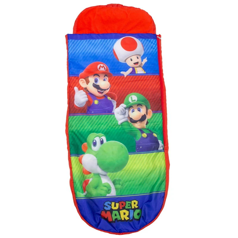Nintendo Officially Licenced ReadyBed | Kids Inflatable Air Bed and Sleeping Bag with Pump | Squad Design Featuring Mario, Luigi, Toad, Yoshi | Travel Mattress for Sleepovers and Camping or Home Use - Image 1