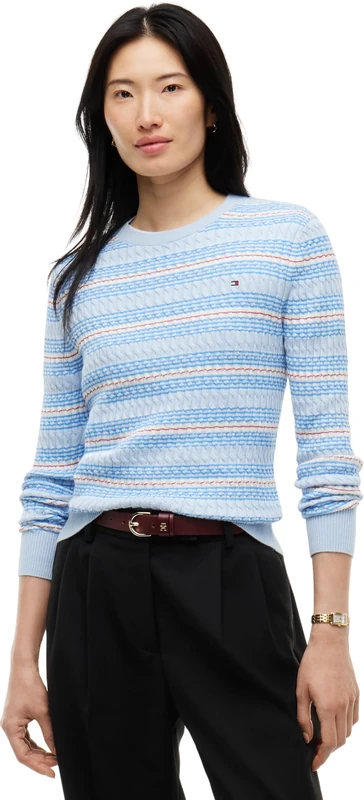Tommy Hilfiger Women's, Co Cable C-Nk Ls Sweater Ww0Ww44993, Pullover Sweater, Carnation Pink, XS