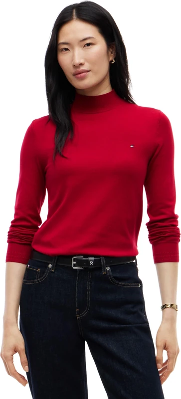 Tommy Hilfiger Women's, Co Jersey Slim Mk-Nk SWT WW0WW51383, Pullover Sweater, Raspberry Juice, L