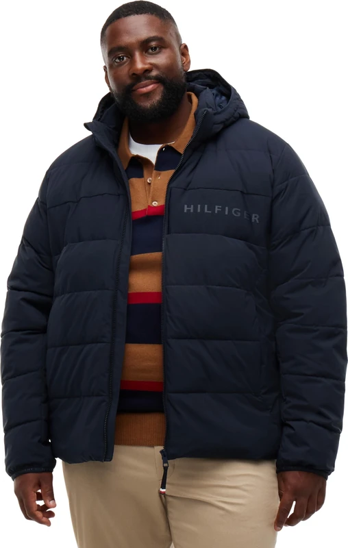 Tommy Hilfiger Men's, Bt-Detach Hooded Branded Puffer MW0MW45721, Puffer Jacket, Navy Blue, XXL