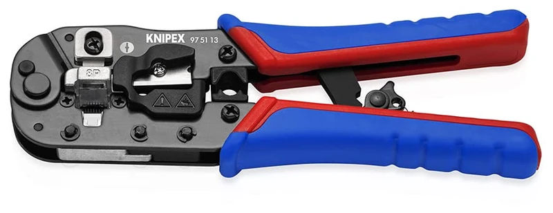 KNIPEX Crimping Pliers for RJ45 Western Plugs in Blister with Multi-Component Handles 190 mm, 97 51 13 SB