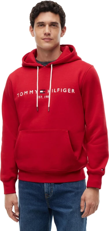 Tommy Hilfiger Men's Hoodie Tommy Logo, Red (Medium Red), L