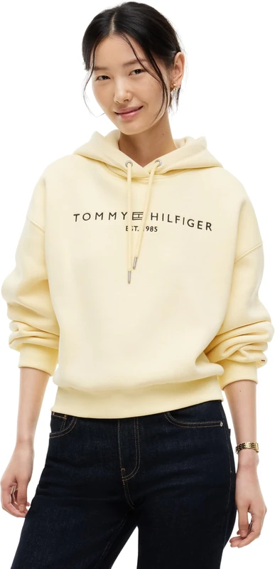 Tommy Hilfiger Women's, Corp Logo Mdrn Hoodie Ww0Ww47832, Pullover Hoodie, Frozen Custard, L