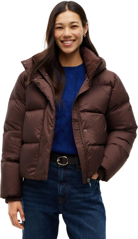 Tommy Hilfiger Women's, Down Modern Jacket WW0WW51515, Puffer Jacket, Deep Brown, L