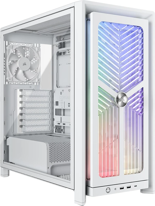 CORSAIR FRAME 4000X RS Modular Mid-Tower ATX PC Case – RGB Front Panel, 4x RS120 PWM Fans Included, InfiniRail Fan Mount System, Reverse GPU Anti-Sag and Motherboard Support – White - Image 1