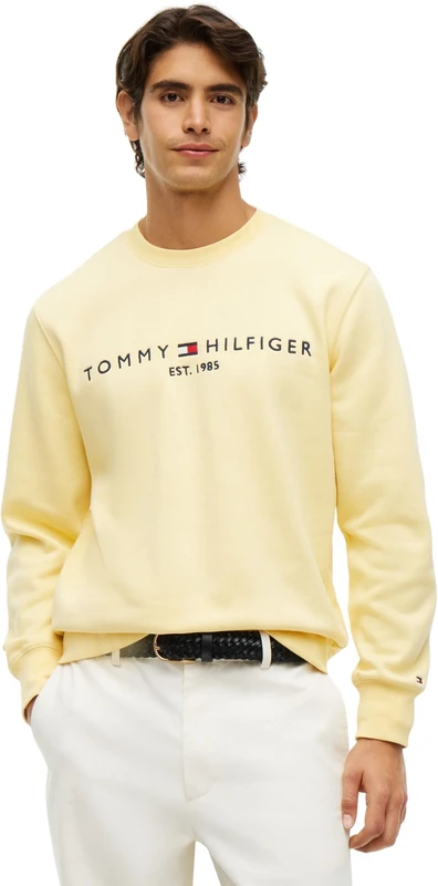 Tommy Hilfiger Men's, Tommy Logo Sweatshirt Mw0Mw11596, Pullover Sweatshirt, Light Daffodil, L