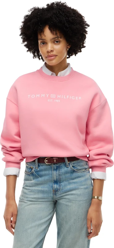 Tommy Hilfiger Women's, Corp Logo Mdrn Swtsrt Ww0Ww47831, Pullover Sweatshirt, Dark Magma, S