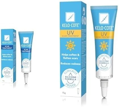 Bundle: KELO-COTE Scar Gel 15g + KELO-COTE UV SPF30 Scar Gel 15g – Silicone Scar Treatment for Old & New Scars, Helps Reduce Raised Scars, Redness & Itching