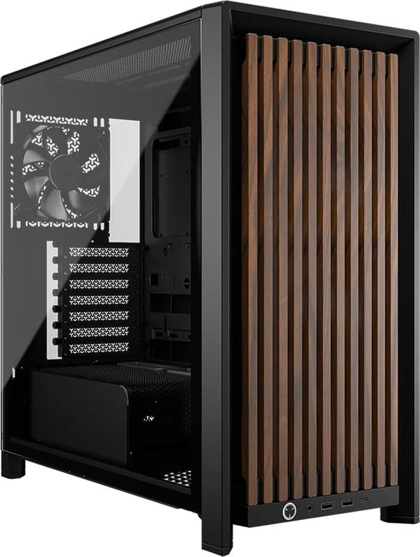 CORSAIR FRAME 4000D WOOD RS Modular Mid-Tower ATX PC Case – Wood Front Panel, 4x RS120 PWM Fans Included, InfiniRail Fan Mount System, Reverse GPU Anti-Sag and Motherboard Support – Black/Walnut