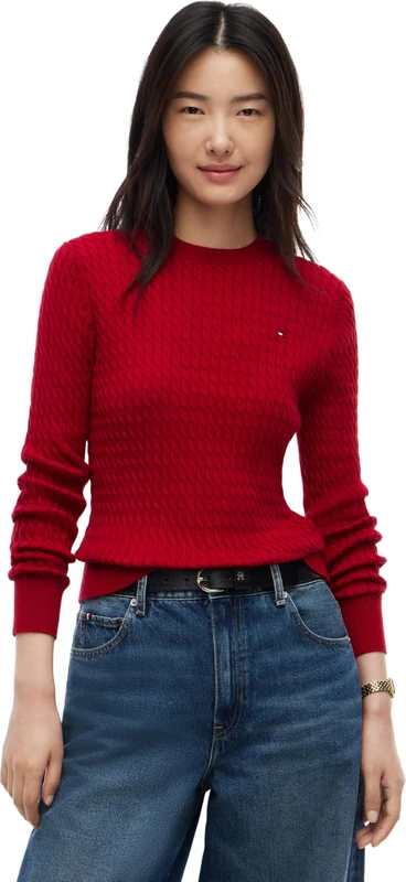 Tommy Hilfiger Women's, Co Cable C-Nk Ls Sweater Ww0Ww44993, Pullover Sweater, Raspberry Juice, L