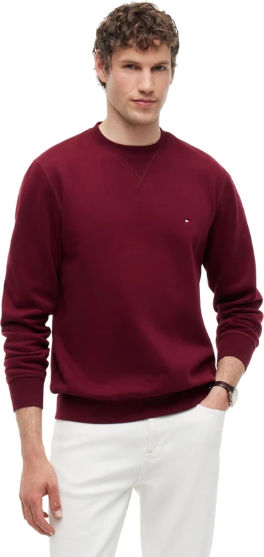 Tommy Hilfiger Men's, Ess Seasonal Fleece Crewneck Mw0Mw40000, Pullover Sweatshirt, Burgundy, L