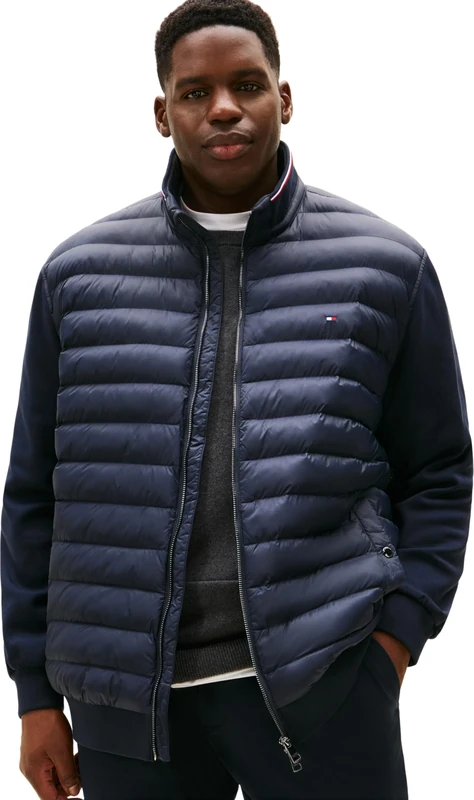 Tommy Hilfiger Men's, Bt-Mix Media Stand Cllr-B MW0MW43059, Zip Through Sweatshirt, Navy Blue, 4XL - Image 1