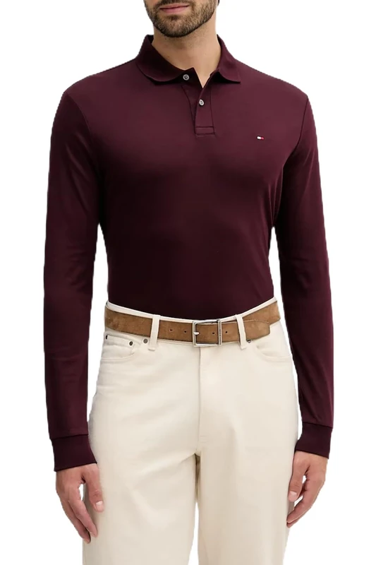 Tommy Hilfiger Men's, L/S Liquid Cotton Reg Polo Mw0Mw37317, L/S Polo, Burgundy, M