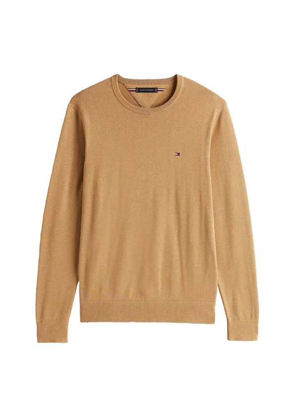 Tommy Hilfiger Men's, Essential Ssnl Cotton Crew Neck Mw0Mw39999, Pullover Sweater, Safari Canvas, M