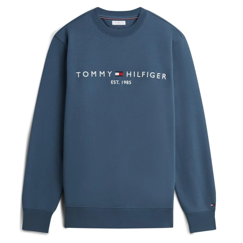 Tommy Hilfiger Men's, Tommy Logo Sweatshirt Mw0Mw11596, Pullover Sweatshirt, Aegean Sea, L