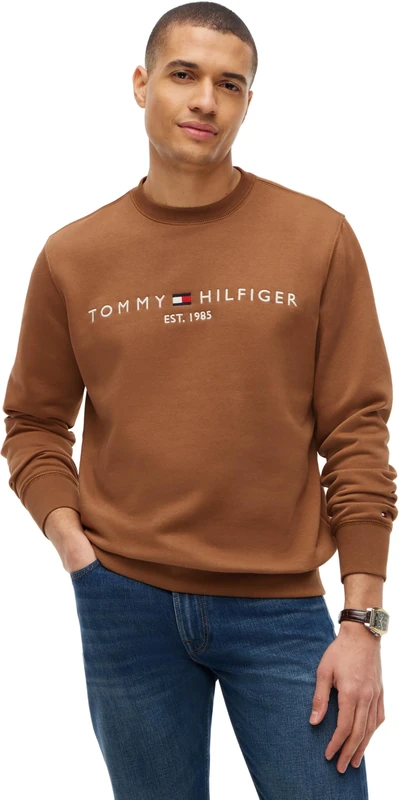 Tommy Hilfiger Men's, Tommy Logo Sweatshirt Mw0Mw11596, Pullover Sweatshirt, Timeless Tawny, S