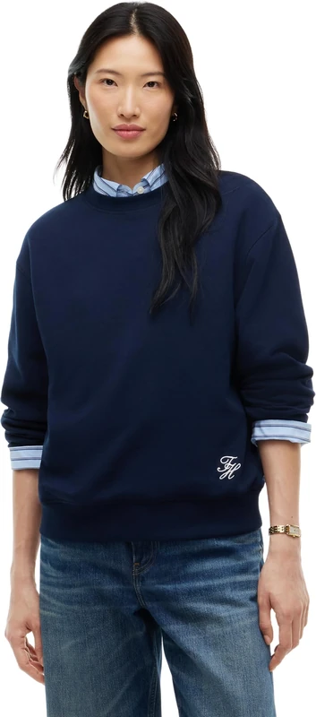 Tommy Hilfiger Women's, Script Terry Mdrn C-Nk Swtshirt WW0WW52355, Pullover Sweatshirt, Sky Blue, S