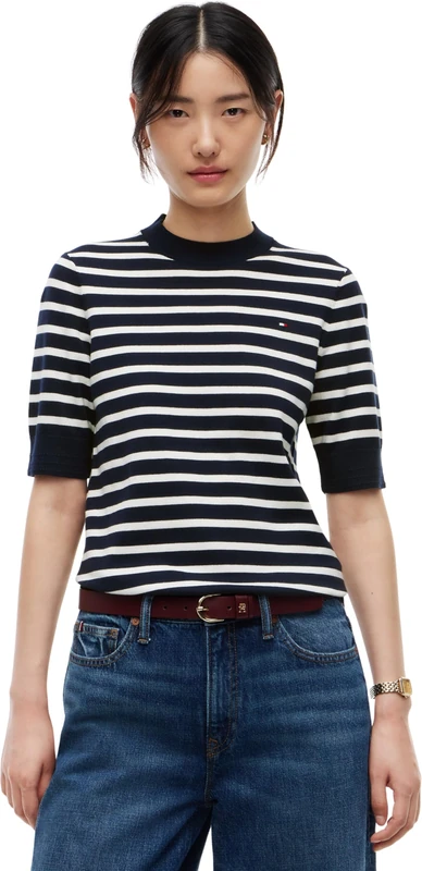 Tommy Hilfiger Women's, Co Jersey Fine Gg C-Nk Ss SWT Ww0Ww49705, Pullover Sweater, Raspberry Juice, XS