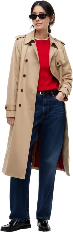 Tommy Hilfiger Women's, Cotton Monogram Trench WW0WW51569, Trench Coat, Beige, M