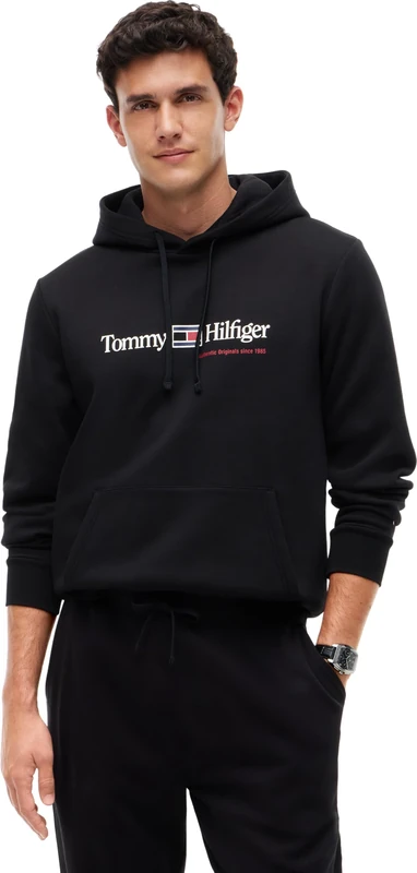 Tommy Hilfiger Men's, Rwb Graphic Reg Fleece Hoodie MW0MW44935, Pullover Hoodie, Huntsman Green, M