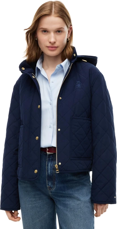 Tommy Hilfiger Women's, Quilted Hood Jacket WW0WW51512, Other Jackets, Dark Blue, XL