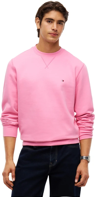 Tommy Hilfiger Men's, Ess Seasonal Fleece Crewneck Mw0Mw40000, Pullover Sweatshirt, Synthetic Blush, S