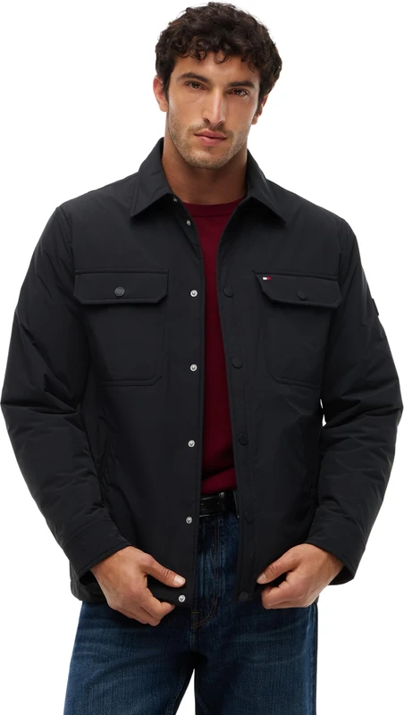 Tommy Hilfiger Men's, Packable Lw Shirt Jacket MW0MW44767, Other Jackets, Black, M