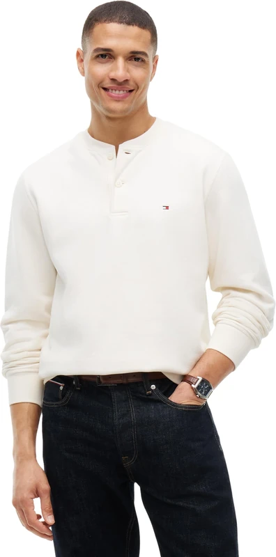 Tommy Hilfiger Men's, Reg Essential Fleece Henley MW0MW44933, Other Sweatshirts, Ivory Petal, M