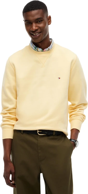 Tommy Hilfiger Men's, Ess Seasonal Fleece Crewneck Mw0Mw40000, Pullover Sweatshirt, Light Daffodil, XS
