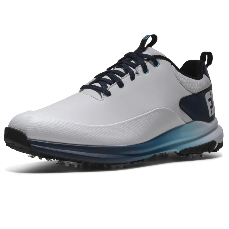 FootJoy Men's Tour Rival Golf Shoe, White/Navy/Blue, 7 UK Medium